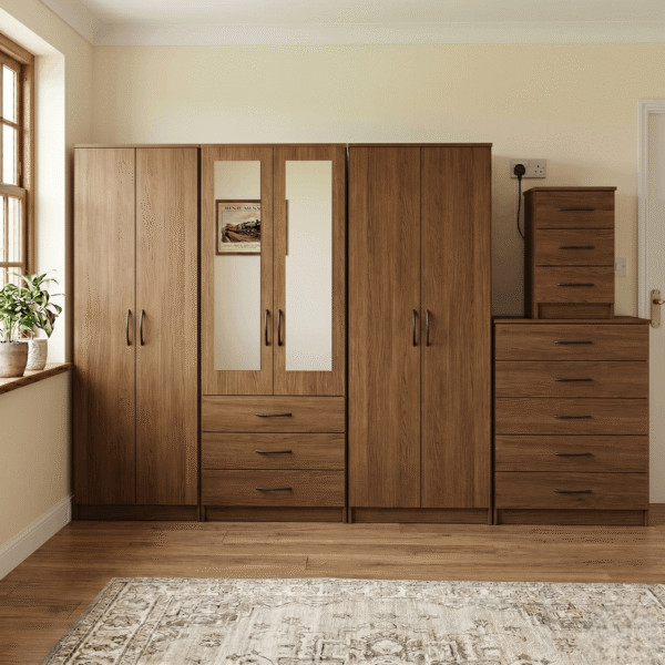 6-Door Wardrobe with 2 Half-Mirrors