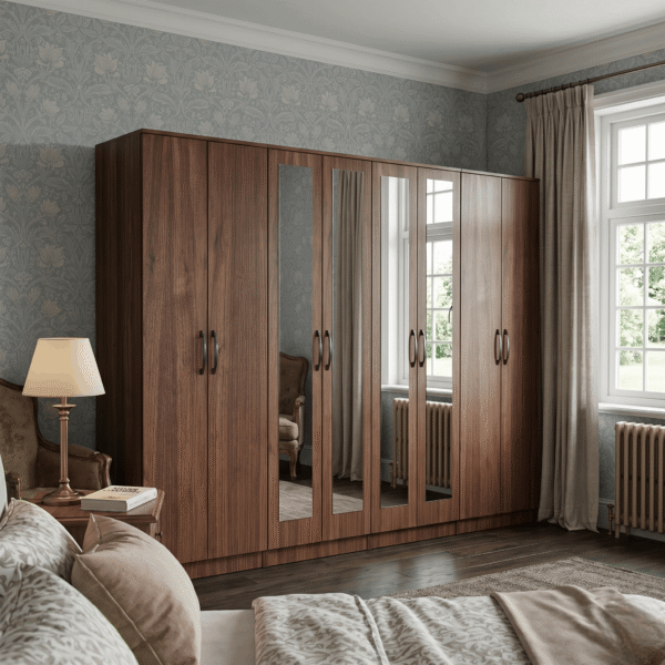 8-Door Wardrobe with 4 Full-Length Mirrors