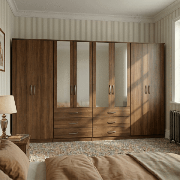 8-Door Octet Wardrobe with 6 Drawers & 4 Half-Mirrors
