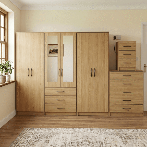 6-Door Wardrobe with 2 Half-Mirrors