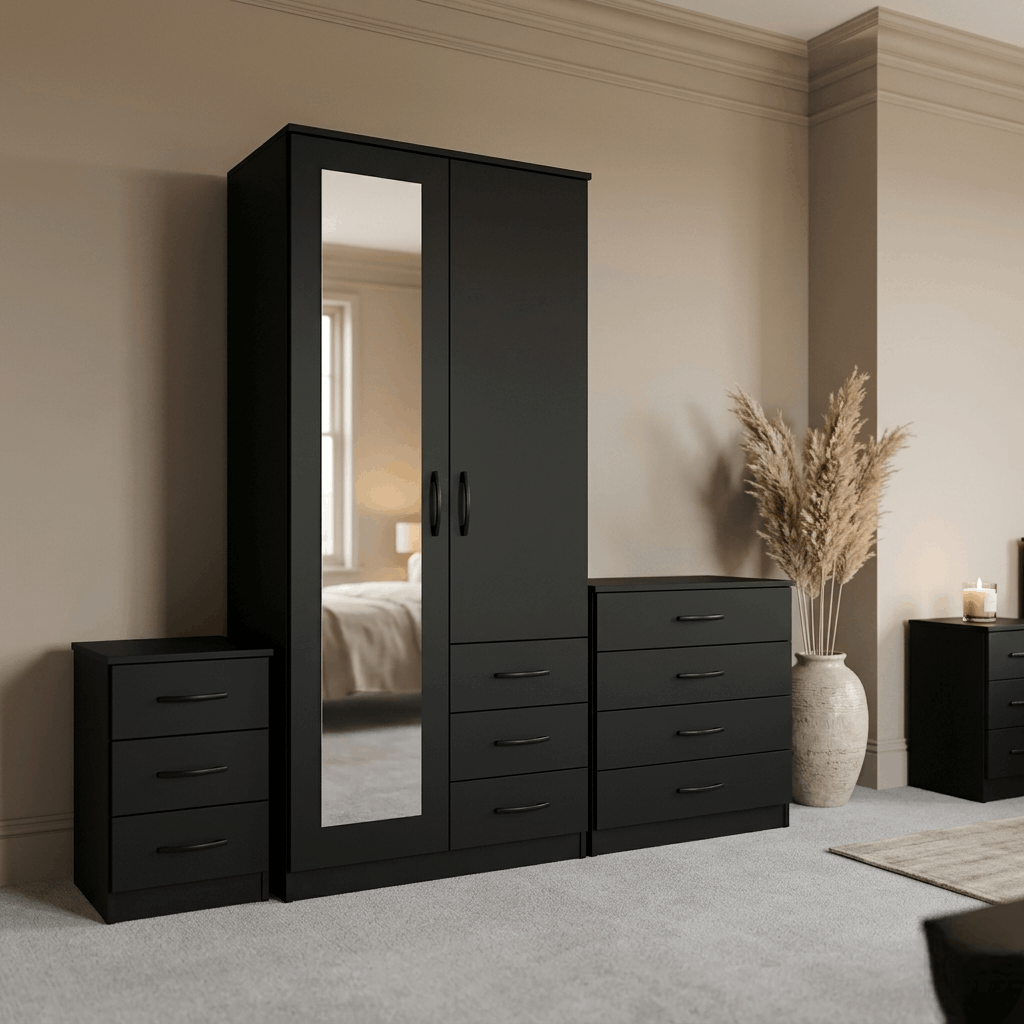 2-Door Wardrobe with 1 Full Mirror