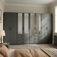 8-Door Octet Wardrobe with 6 Drawers & 4 Half-Mirrors