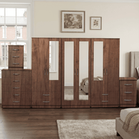 6-Door Wardrobe with Mixed Full & Half-Mirrors