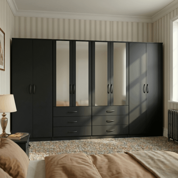 8-Door Octet Wardrobe with 6 Drawers & 4 Half-Mirrors