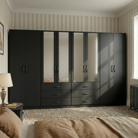 8-Door Octet Wardrobe with 6 Drawers & 4 Half-Mirrors