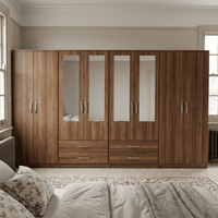 8-Door Octet Wardrobe with 4 Drawers & 4 Half-Mirrors