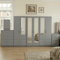 6-Door Wardrobe with Mixed Full & Half-Mirrors