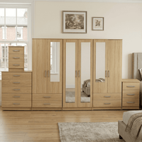 6-Door Wardrobe with Mixed Full & Half-Mirrors
