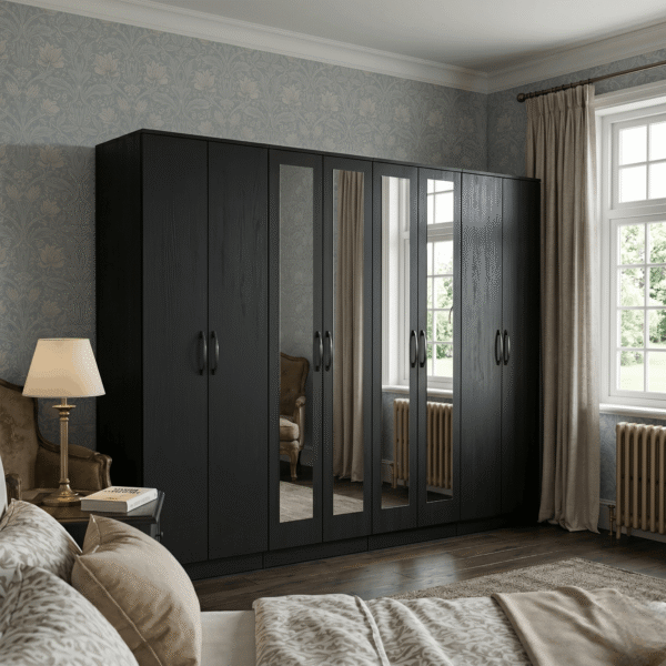 8-Door Wardrobe with 4 Full-Length Mirrors