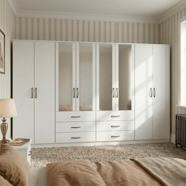 8-Door Octet Wardrobe with 6 Drawers & 4 Half-Mirrors