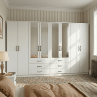 8-Door Octet Wardrobe with 6 Drawers & 4 Half-Mirrors