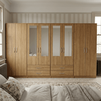 8-Door Octet Wardrobe with 4 Drawers & 4 Half-Mirrors