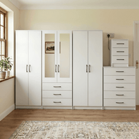 6-Door Wardrobe with 2 Half-Mirrors