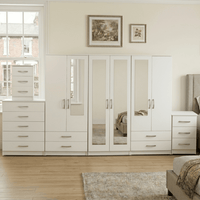 6-Door Wardrobe with Mixed Full & Half-Mirrors