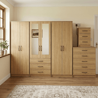 6-Door Wardrobe with 2 Half-Mirrors
