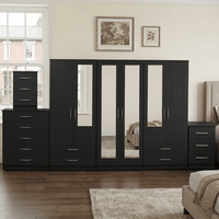 6-Door Wardrobe with Mixed Full & Half-Mirrors