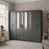 8-Door Octet Wardrobe with 4 Drawers & 4 Half-Mirrors